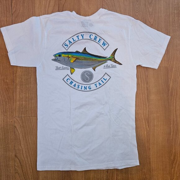NWT! Salty Crew "Chasing Tail" Hamachi soft white t-shirt - size Small - Picture 3 of 4